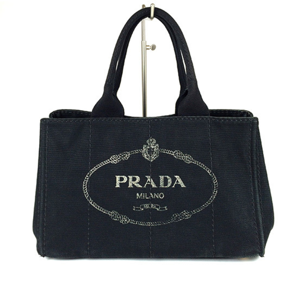Prada Canapa Tote Bag Canvas Black